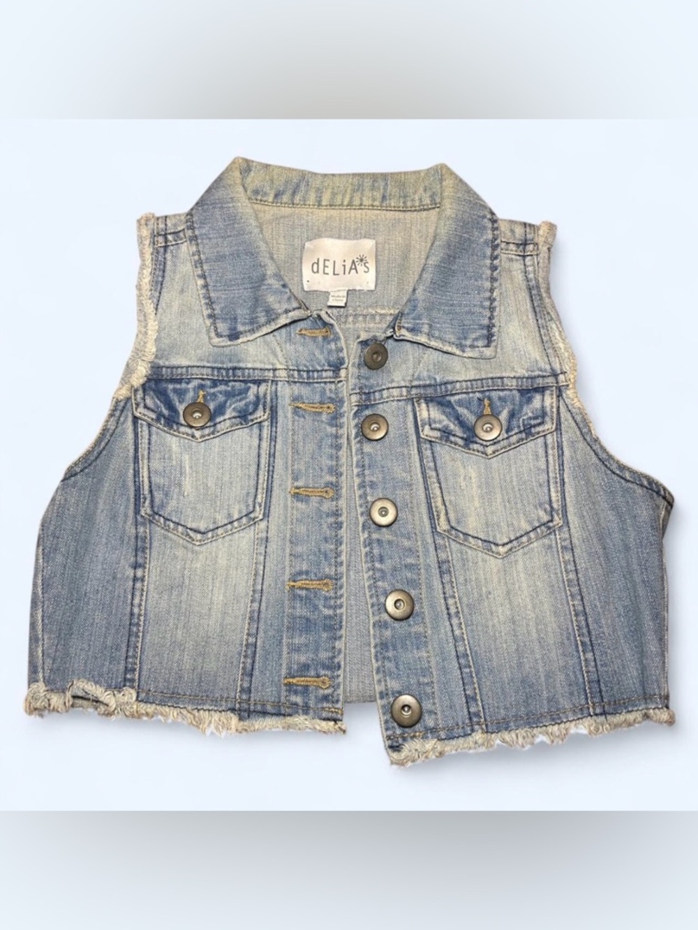 Delia's Light Wash Denim Vest